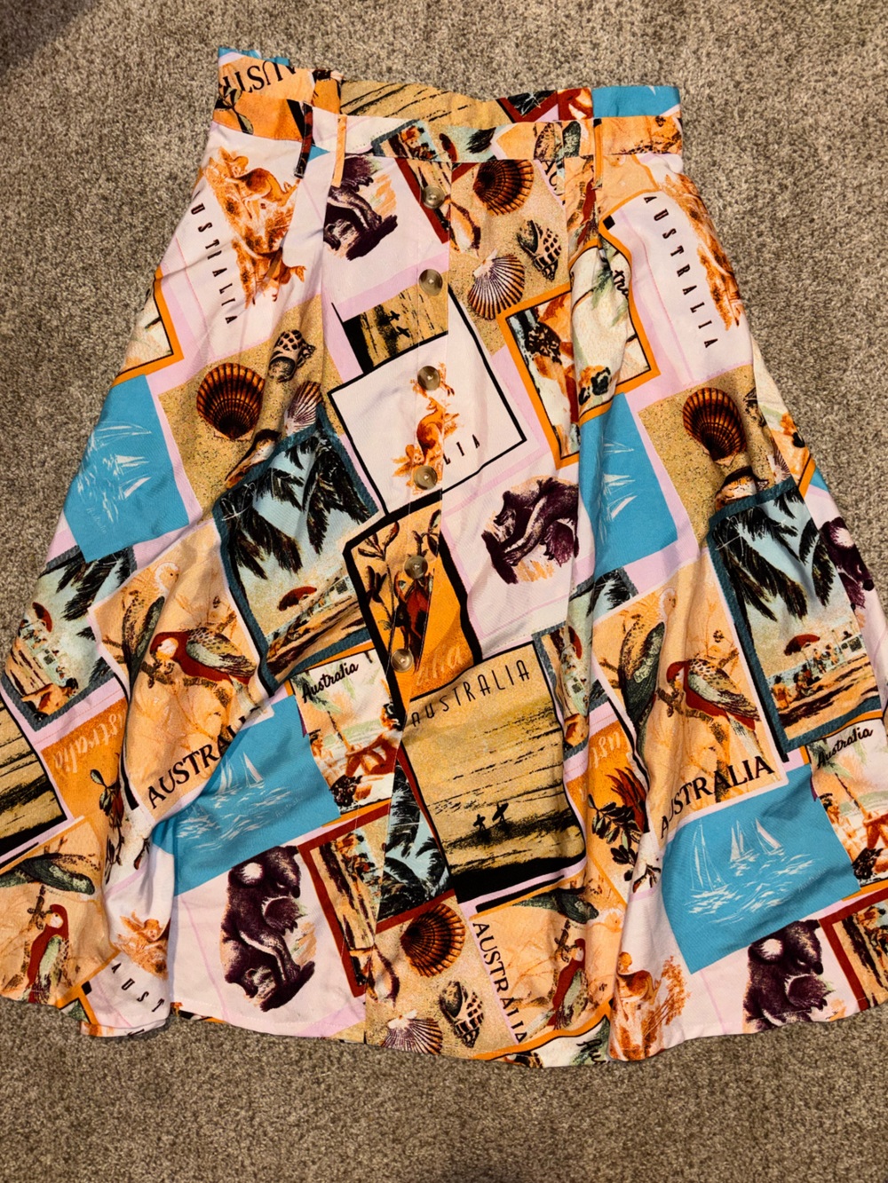 Postcard Print Maxi Skirt - Multicolor